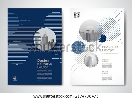 Template vector design for Brochure, AnnualReport, Magazine, Poster, Corporate Presentation, Portfolio, Flyer, infographic, layout modern with blue color size A4, Front and back, Easy to use and edit. Royalty-Free Stock Photo #2174798473