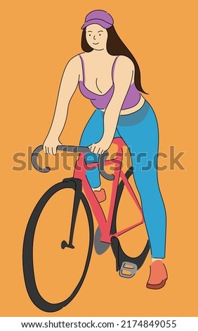 A fashionable girl riding a bicycle
