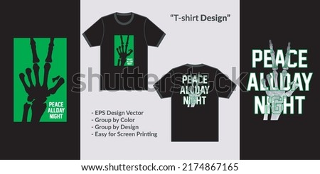 peace all day skulls hand neon green theme design vector for tshirt hoodie and merchandise