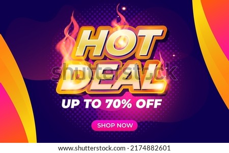 Hot Deal banner template with flame. Online shop discount promotion Royalty-Free Stock Photo #2174882601