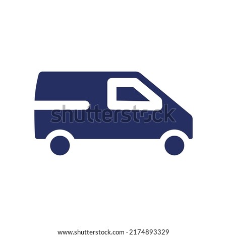 Delivery van black glyph ui icon. Courier service. Parcels transportation. User interface design. Silhouette symbol on white space. Solid pictogram for web, mobile. Isolated vector illustration