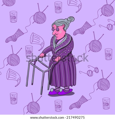 old lady in vector