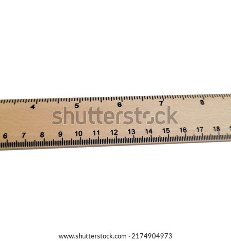 A ruler made from wood, isolated on white background