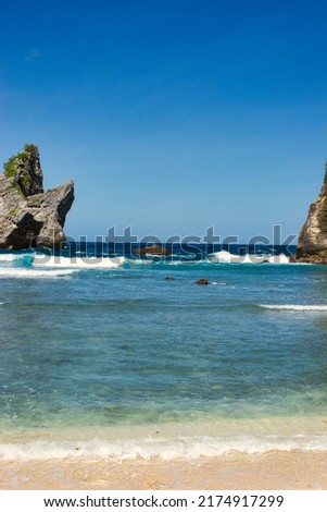 Nusa Penida Island, Indonesia. 29.6.22. It has white-sand beaches and beautiful turquoise ocean waters, multi-colored coral reefs. It also is full of colourful fish and has epic dive spots.