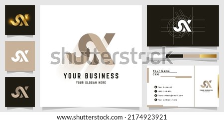 Letter SX or NX monogram logo with business card design