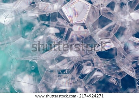 Close up Beautiful abstract soap bubbles. Background pattern for design. Macro photography view.