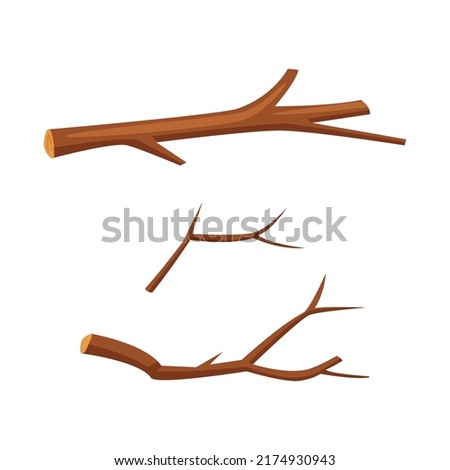 Dry wooden tree branches set cartoon vector illustration Royalty-Free Stock Photo #2174930943