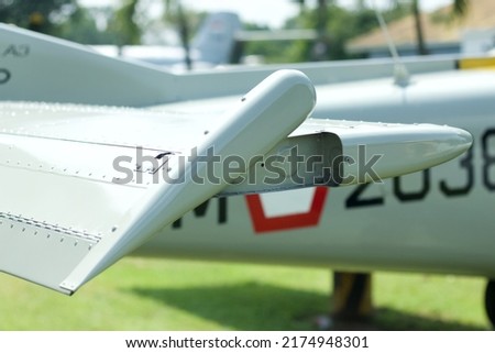 Close up image of an airfoil of an old aircraft Royalty-Free Stock Photo #2174948301