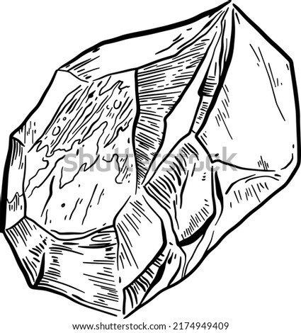 Stone, hand draw line vector illustration.
