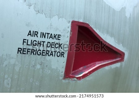 Air intake flight deck refrigerator decal on an old aircraft