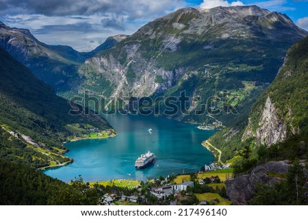 Geiranger fjord, Norway Royalty-Free Stock Photo #217496140