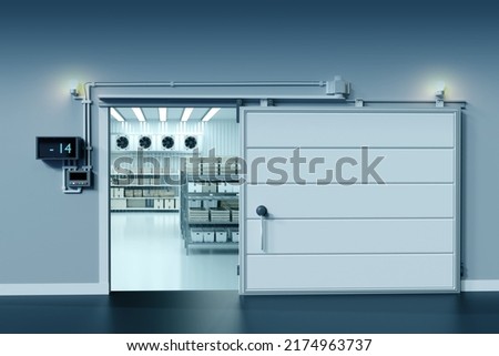 Refrigeration chamber for food storage.. Royalty-Free Stock Photo #2174963737