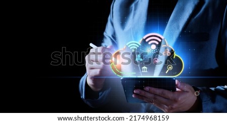 Digital business online concept. Business people use internet wifi to do business online, digital internet wifi, cyber digital transaction, digital business marketing in future, online economy network