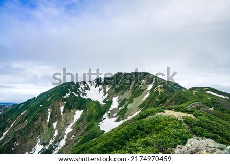 Early Summer Southern Alps, Mt. Senjogatake, 100 Famous Mountains of Japan Royalty-Free Stock Photo #2174970459