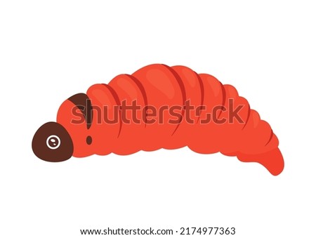 Summer caterpillar insect. Wild grass and trees fauna, nature creature vector illustration