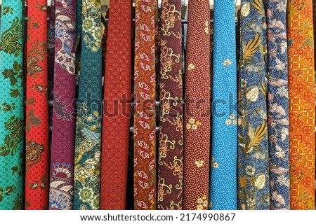 Various Batik motifs, Batik is a traditional Indonesian cloth, UNESCO has designated batik as Indonesian cultural heritage. Royalty-Free Stock Photo #2174990867