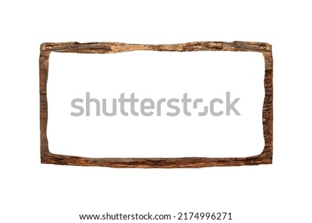 Empty wooden tree frame isolated on white background