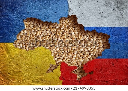 Russia Ukraine war and wheat export crisis concept. World grain crisis concept stock photo Royalty-Free Stock Photo #2174998355