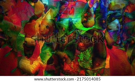  Multicolor background with a fishes, simulates textured surface Royalty-Free Stock Photo #2175014085