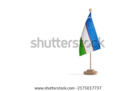 Uzbekistan flagpole in a white space background. High-quality JPEG image.