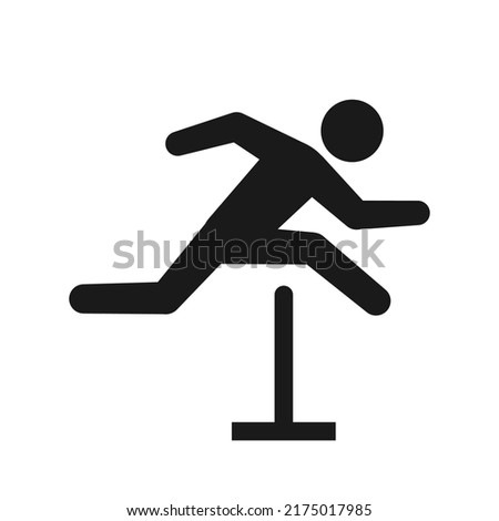 Person Jumping Over Hurdles silhouette icon. Clipart image isolated on white background Royalty-Free Stock Photo #2175017985