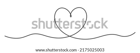 Continuous one line drawing heart. Love linear doodle symbol. Vector isolated on white. Royalty-Free Stock Photo #2175025003