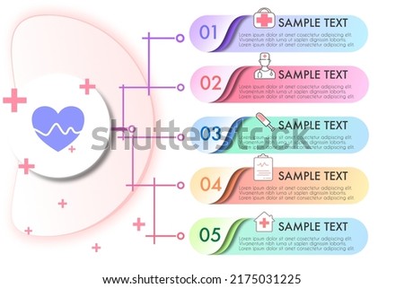 soft color tone medical infographics vector that compounds doctor icon, syringe icon, heart rate icon  Royalty-Free Stock Photo #2175031225