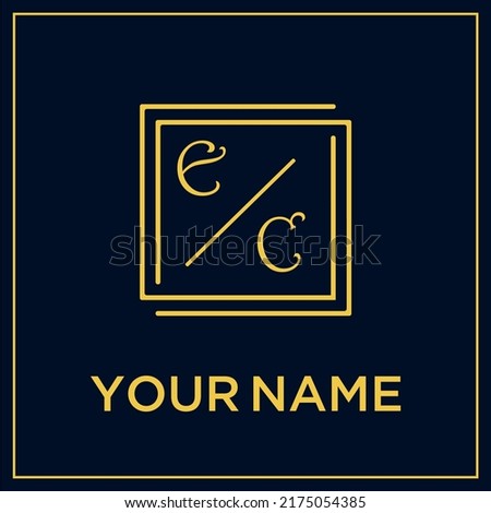 EC initial modern monogram wedding with creative rectangle line