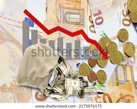  Europe economy fall chart crisis price euro dollar inflation save money business  gold finance background template copy space