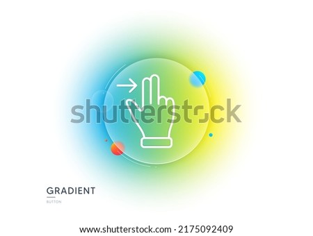 Touchscreen gesture line icon. Gradient blur button with glassmorphism. Slide right arrow sign. Swipe action symbol. Transparent glass design. Touchscreen gesture line icon. Vector