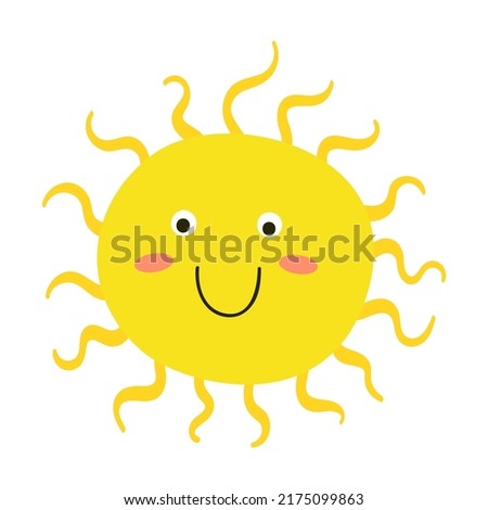 Happy sunshine emodji. Sun face flat icon. Isolated vector illustration. Emoticons and summer
