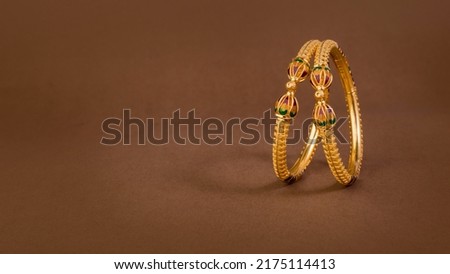 Indian design gold bangles decorative Royalty-Free Stock Photo #2175114413