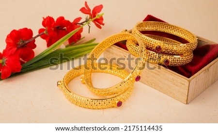 Indian design gold bangles decorative Royalty-Free Stock Photo #2175114435