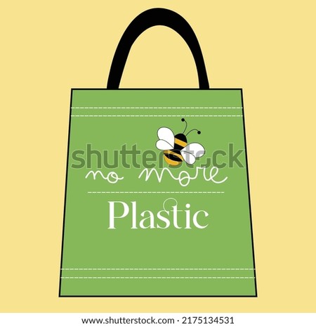 Ecological reusable fabric bag. awareness for no more plastic. vector illustration.