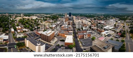 Wide angle aerial panorama of downtown Lexington, Kentucky Royalty-Free Stock Photo #2175156701