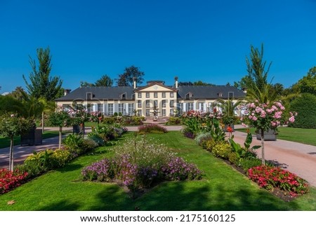 Orangerie building at the Parc de l'Orangerie in Strasbourg, France Royalty-Free Stock Photo #2175160125