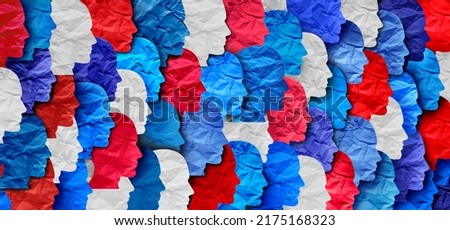 National citizen concept and united community as American French British and Russian and Australia flag colors with red white and blue representing people citizenship. Royalty-Free Stock Photo #2175168323