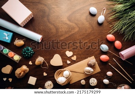 Colored Egg Holiday border. Easter concept. Decoration. Spring day. 