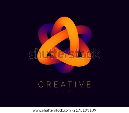 Dynamic Atom Shape. Abstract Molecule Modern Graphic Design Element. Geometric Science Physics Atom Symbol. Colorful Gradient Blend Design. Creative Vector Template.  Royalty-Free Stock Photo #2175193109
