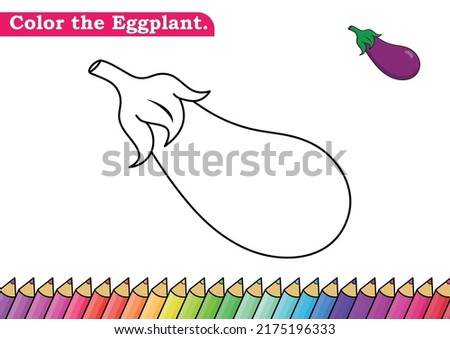 Eggplant coloring page. isolated coloring book. color pages for kids. Eggplant isolated. Royalty-Free Stock Photo #2175196333