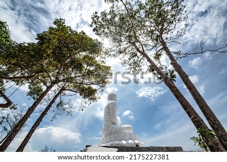Luang Pho Tanjai, a large white Buddha image located on Koh Tan, Samui, Thailand.