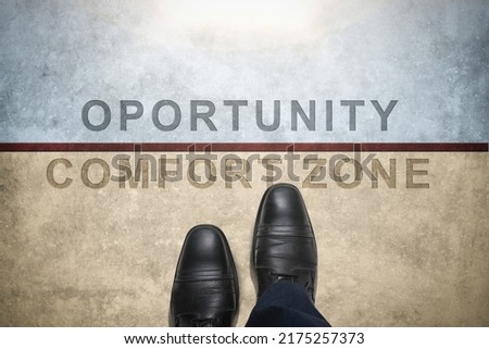 Comfort Zone Concept. new opportunities obtained when leaving comfort zone. get out of your comfort zone get access to opportunity concept Royalty-Free Stock Photo #2175257373