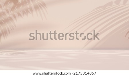 abstract background in light colors with a shadow of tropical leaves for product display product advertising