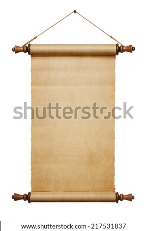 Vintage blank paper scroll isolated on white background with copy space Royalty-Free Stock Photo #217531837