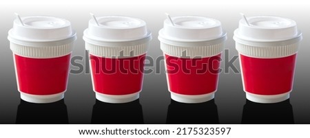 Group of hot drink cup isolated on white background, for take home