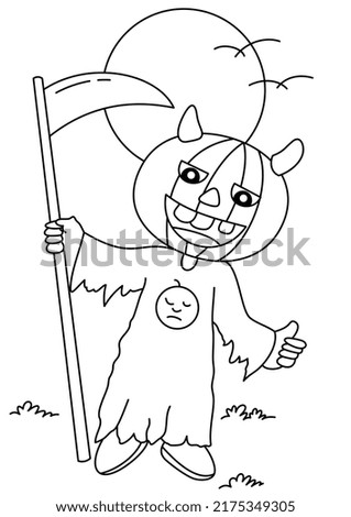 hand drawn doodle halloween for coloring page or book