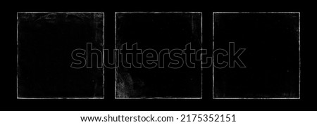 set of old paper texture in square frame for cover art. grungy frame in black background. can be used to replicate the aged look for your creative design. old paper edge elements for overlays Royalty-Free Stock Photo #2175352151