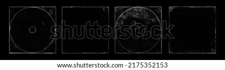 set of old paper texture in square frame for cover art. grungy frame in black background. can be used to replicate the aged look for your creative design. old paper edge elements for overlays Royalty-Free Stock Photo #2175352153