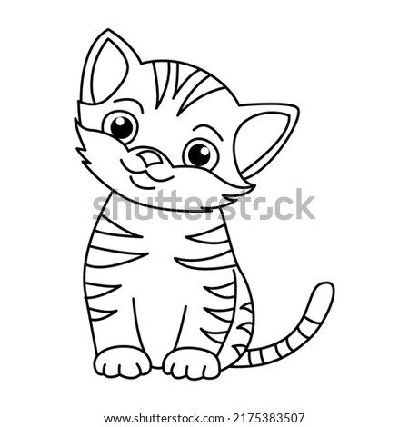 Cute cat cartoon coloring page illustration vector. For kids coloring book.