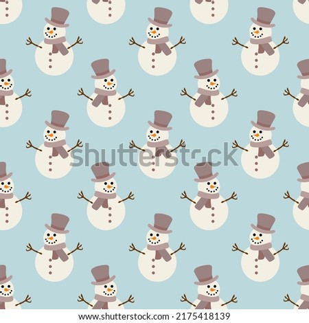 Seamless background pattern with funny snowman